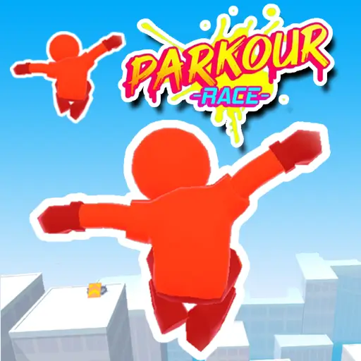 Stickman vaulting over rooftop edges in Parkour Race